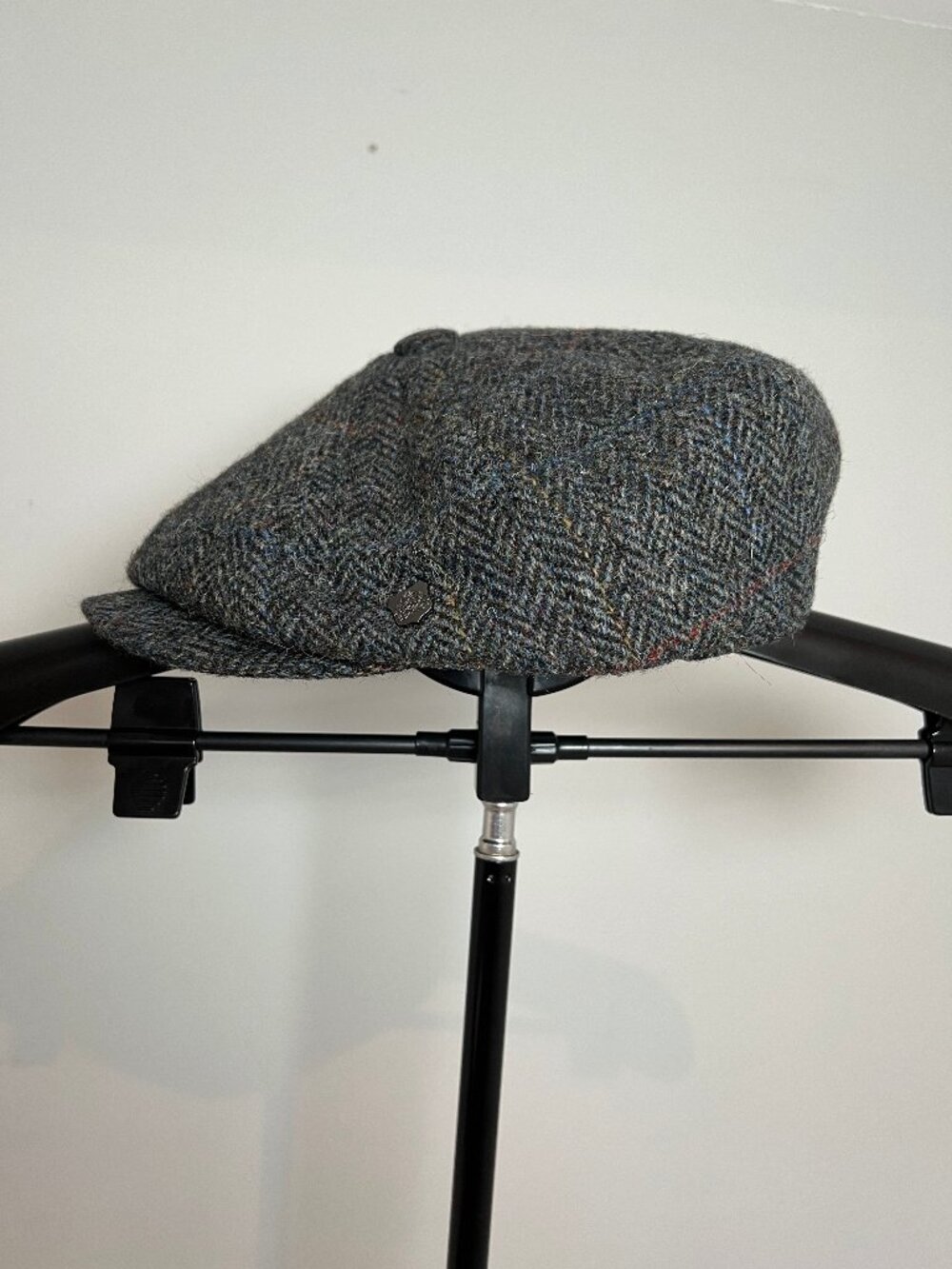 Failsworth Carloway Harris Tweed Baker Boy Newsboy Cap Grey Herringbone NWOT